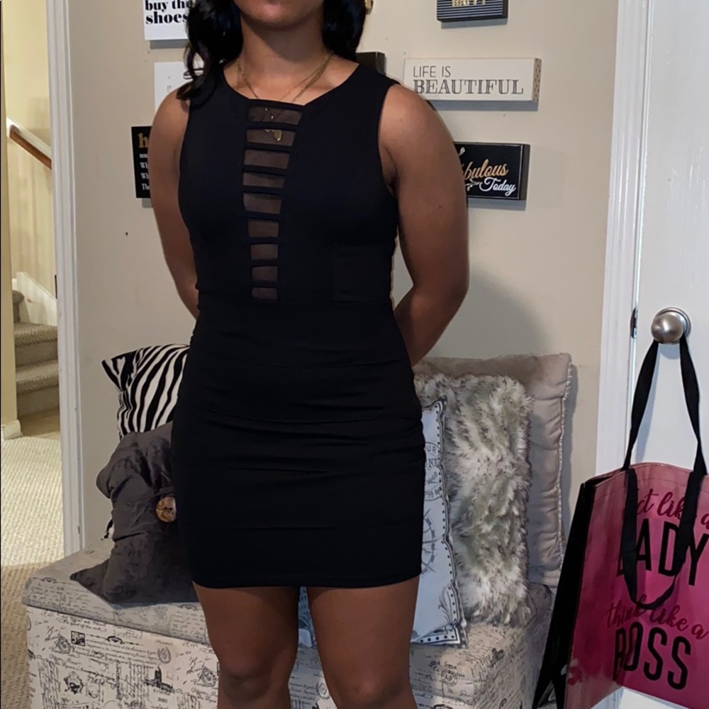 NWT black sleeveless bandage dress w/ sheer